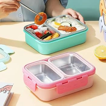 TOMMY STAINLESS STEEL 2 COMPARTMENT INSULATED LEAK PROOF LUNCH BOX(600 ML)