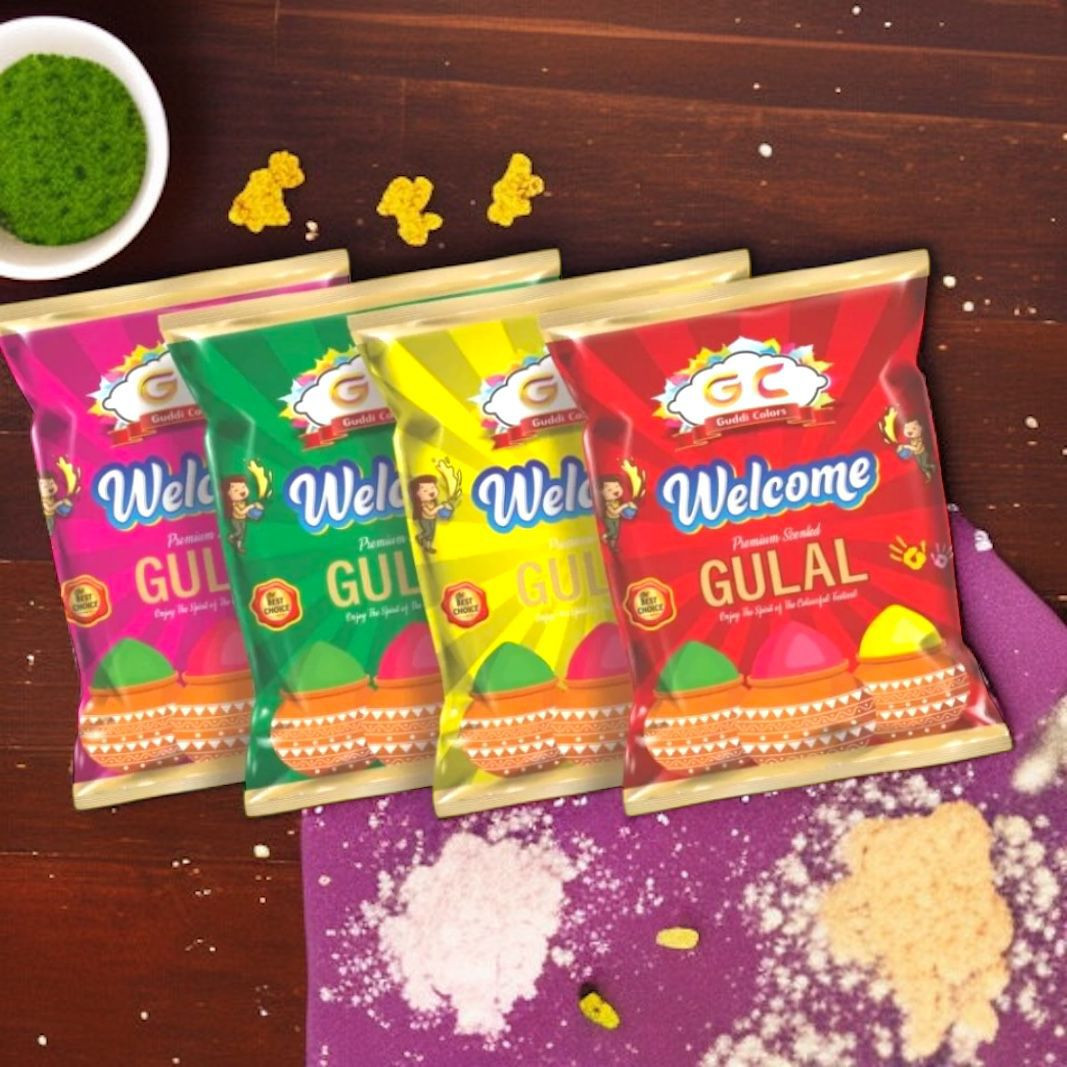 Holi Herbal Gulal Color For kids and adults. Natural Fragrance Soft Gulal With Non-Toxic Scent For Holi Parties, Puja & Rangoli, Pack Of 4 Colors) 80X4=320GM.