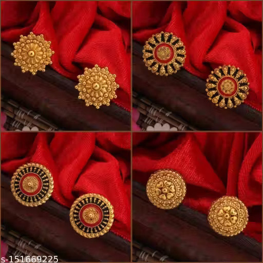 Gold-Plated Earrings/Studs/Bali Combo For Women's/Girls